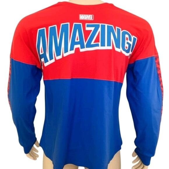 DISNEY MARVEL SPIDERMAN MENS SPIRIT JERSEY LONG SLEEVE SHIRT SUPER HERO SZ LG - Picture 1 of 8